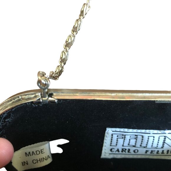 Vintage Carlo Fellini Hard Shell Metal Glamour Art Deco Harlequin Evening Bag - Picture 8 of 9